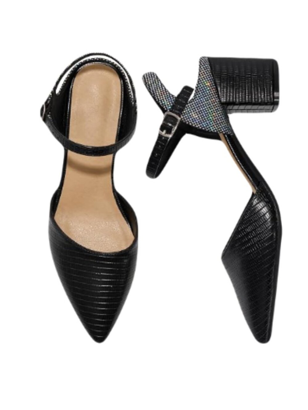 NWT Decould sylf Block Heels Sparkly Sandals Size 7 Women's
